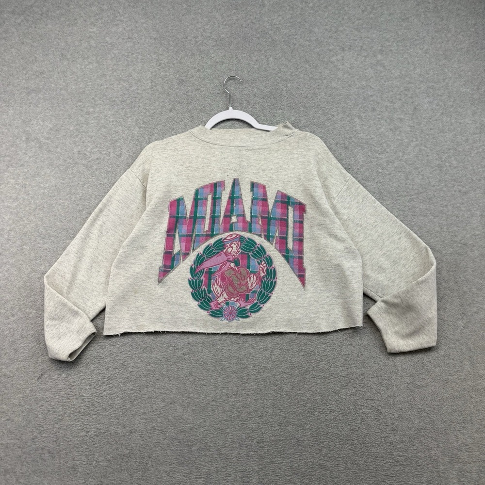 Vintage 90s Miami Florida Hurricanes Cropped Crew SWEATSHIRT Medium University